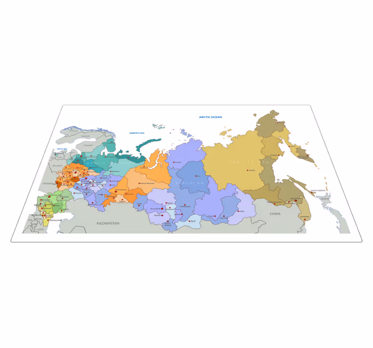 Tapis vinyle carte du monde régions russes - TenStickers