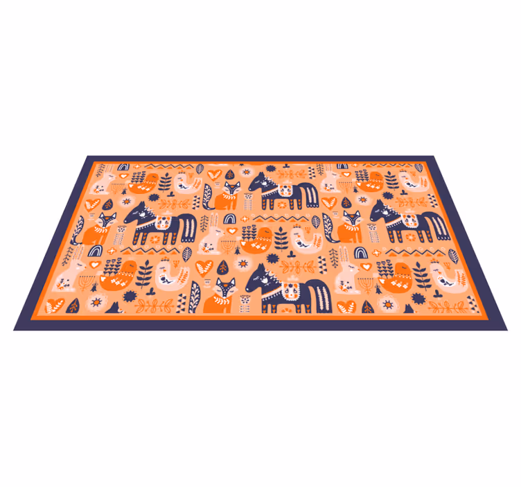 Tapis vinyle pour enfants animaux folkloriques nordiques - TenStickers