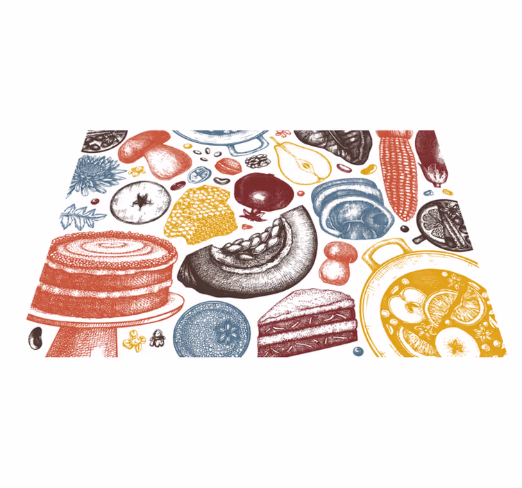 Tapis vinyle cuisine illustrations culinaires - TenStickers