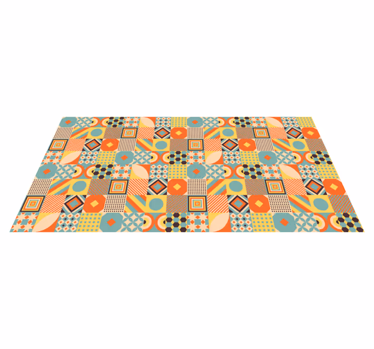 Tapis vinyle cuisine carreaux géométriques colorés - TenStickers