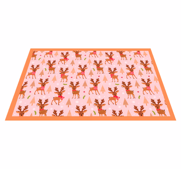Tapis vinyle noël thème rose renne - TenStickers