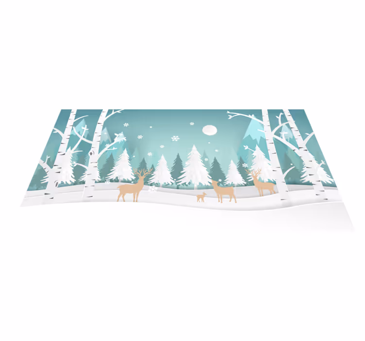 Tapis vinyle nature scène de forêt hivernale - TenStickers