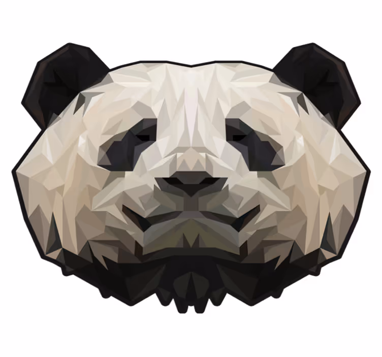 Tapis vinyle animal visage de panda géométrique - TenStickers