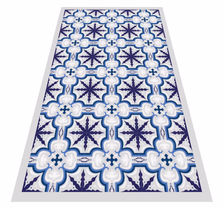 Tapis vinyle carreaux de ciment motif bleu complexe - TenStickers
