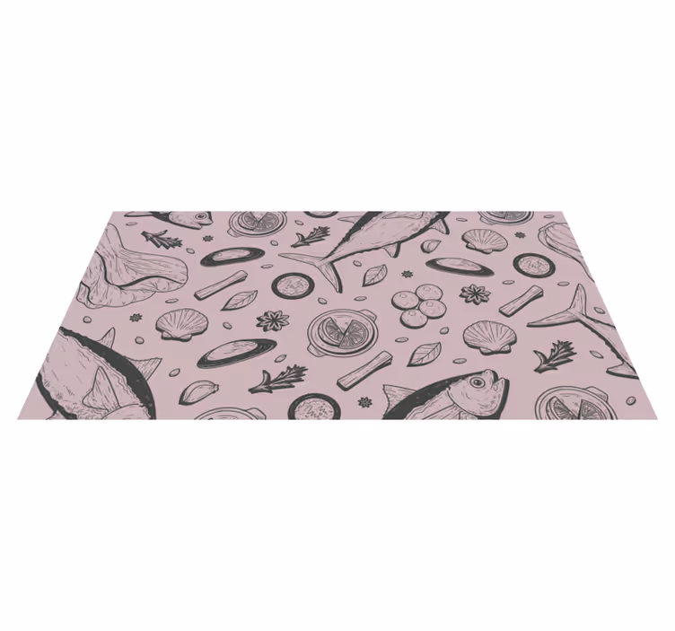 Tapis vinyle cuisine motif inspiré des fruits de mer - TenStickers