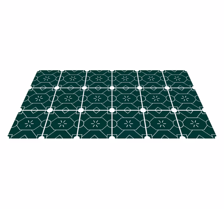 Tapis vinyle carreaux de ciment agencement vert géométrique - TenStickers