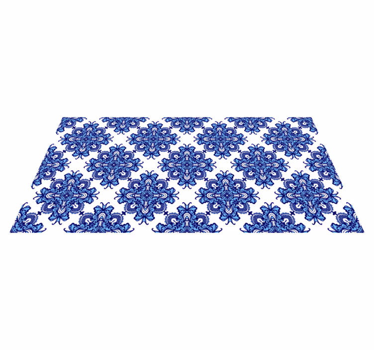Tapis mosaique vinyle motif bleu complexe - TenStickers