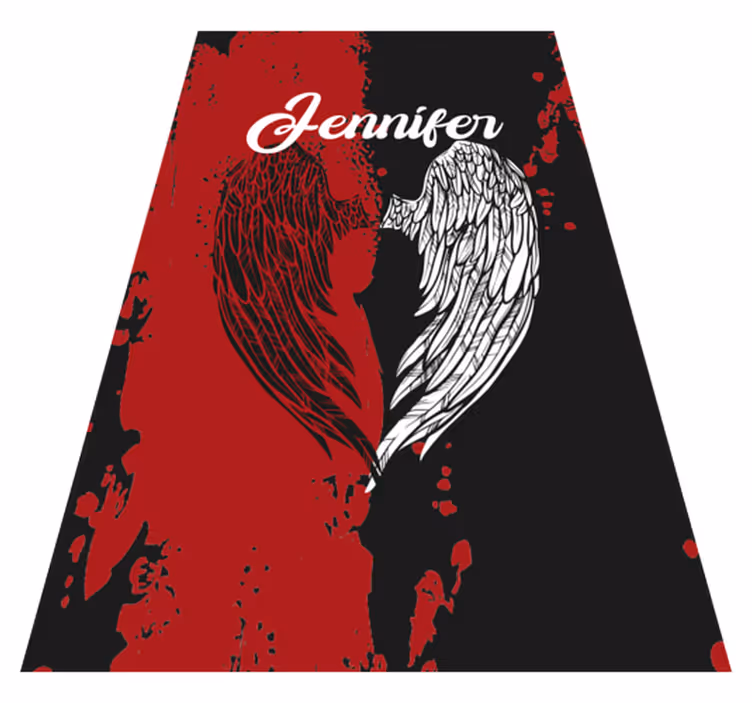 Tapis vinyle ado ailes de coeur avec nom - TenStickers