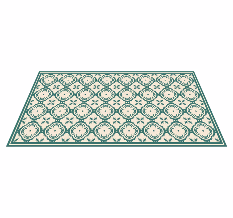Tapis vinyle marbre élément floral élégant - TenStickers