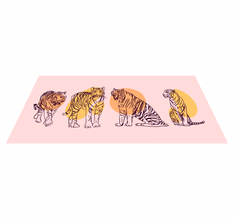 Tapis vinyle animal illustration encadrée de tigre - TenStickers