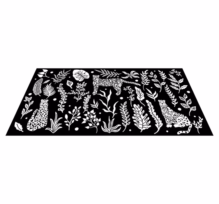 Tapis vinyle nature monstera et léopards - TenStickers