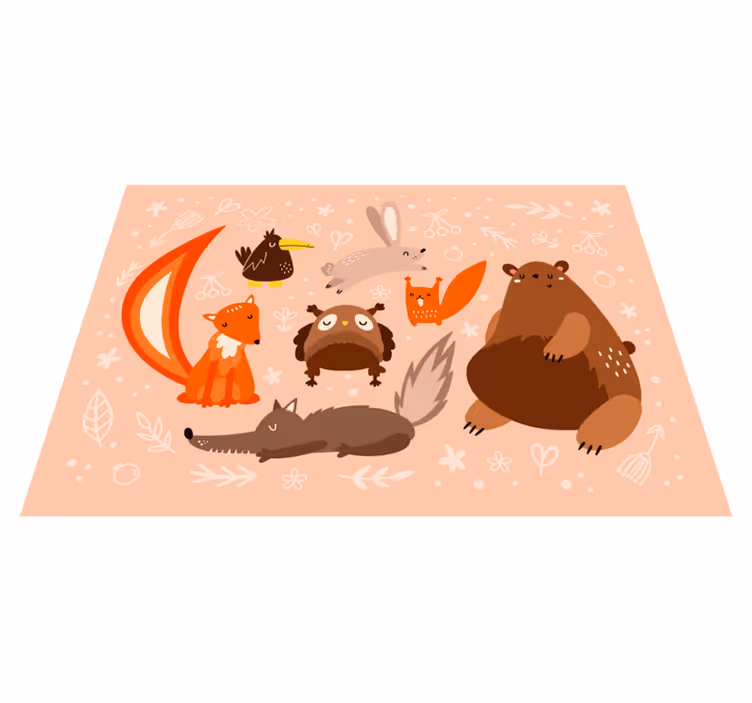 Tapis vinyle chambre bébé adorables compagnons animaux - TenStickers