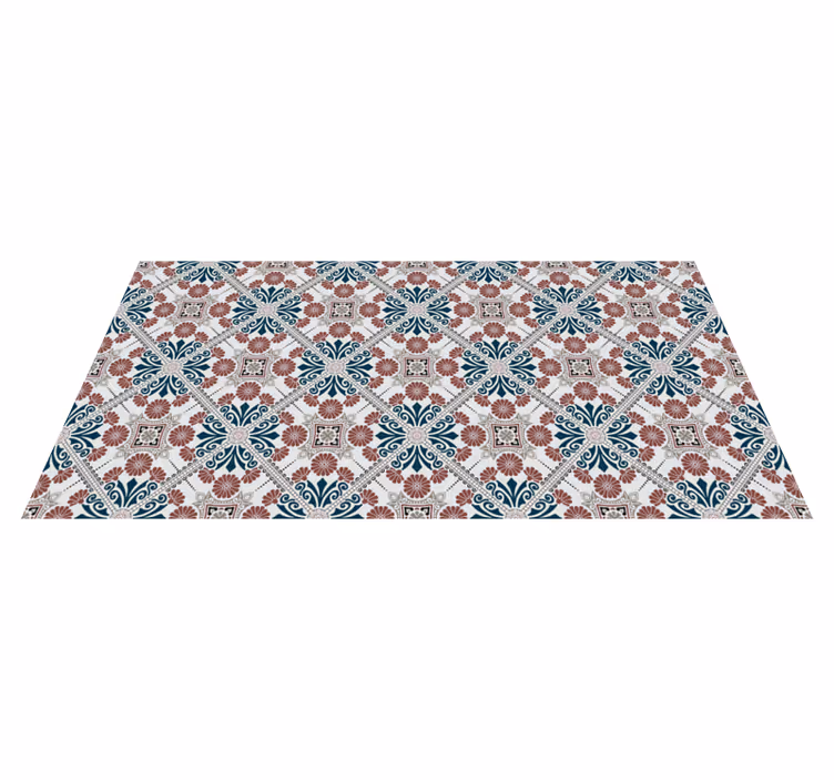 Tapis vinyle carreaux de ciment arrangement botanique - TenStickers