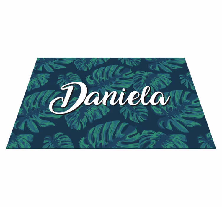 Tapis vinyle ado feuilles tropicales avec nom - TenStickers