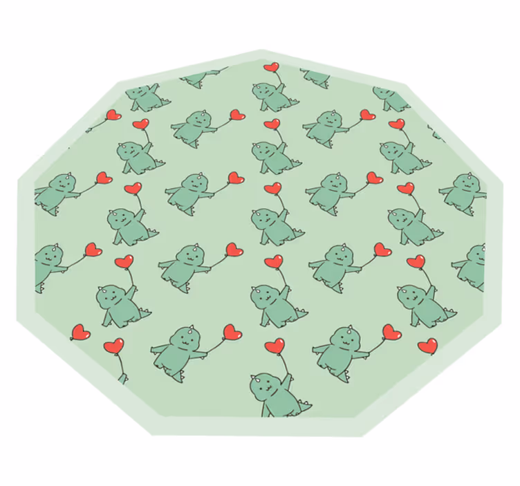 Tapis vinyle pour enfants dragons verts avec des cœurs - TenStickers