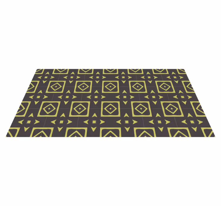 Tapis vinyle géométrique motif diamant jaune - TenStickers