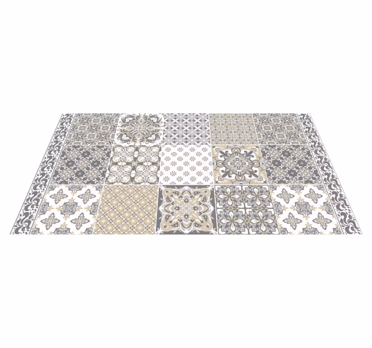 Tapis vinyle cuisine vintage carreaux de ciment gris - TenStickers