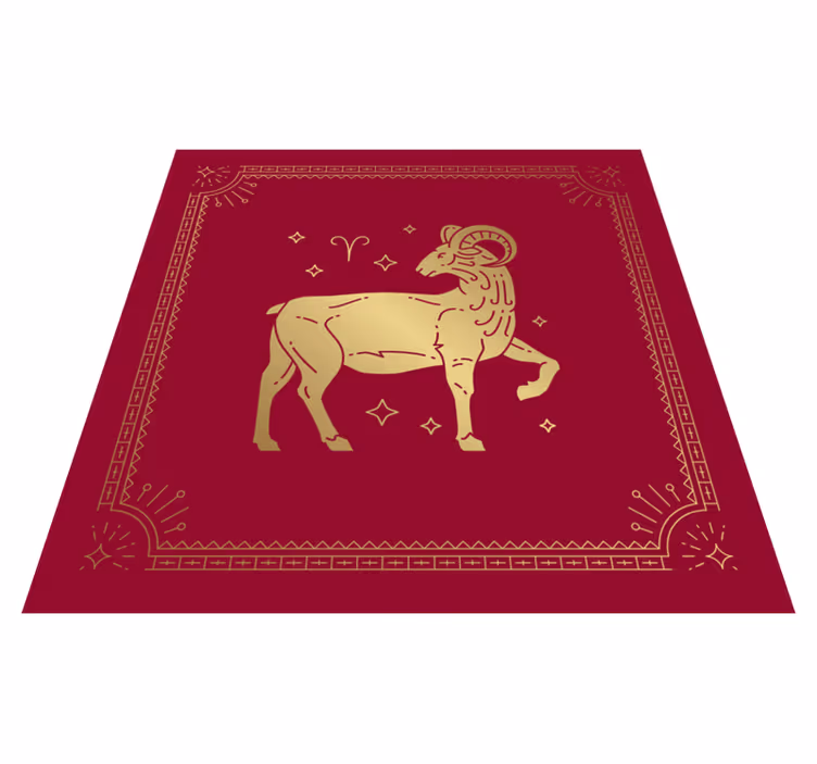 Tapis vinyle animal symbole du bélier doré - TenStickers