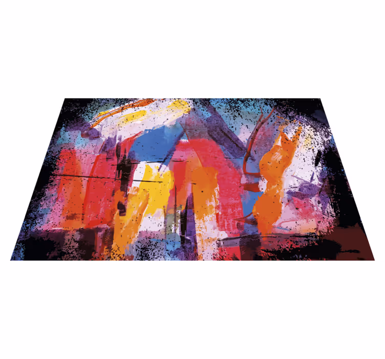 Tapis vinyle moderne éclaboussures abstraites vibrantes - TenStickers