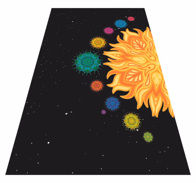 Tapis vinyle mandala motif de soleil coloré - TenStickers