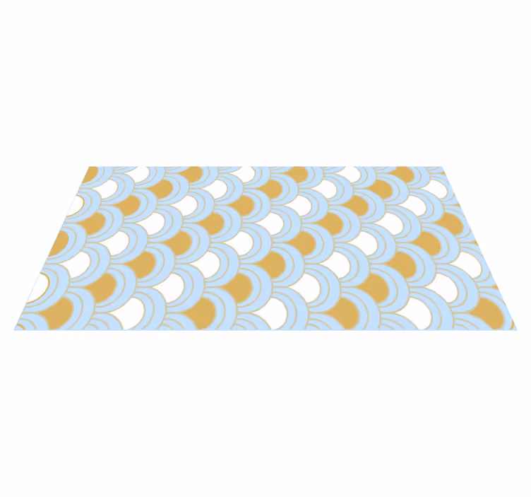 Tapis vinyle géométrique motif incurvé bleu - TenStickers