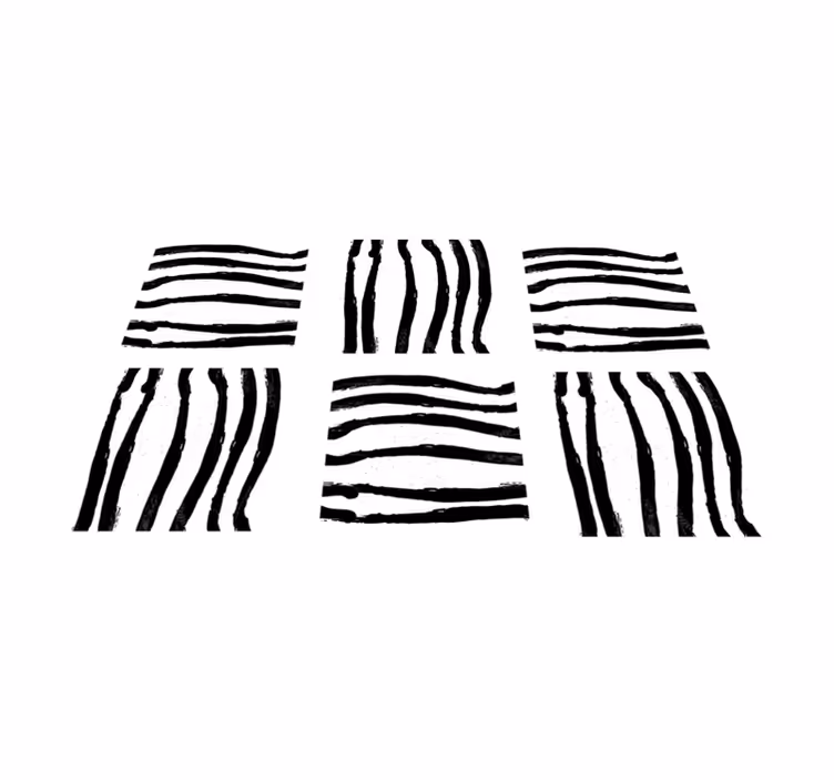 Tapis vinyle geometrique Rayures noires et blanches - TenStickers