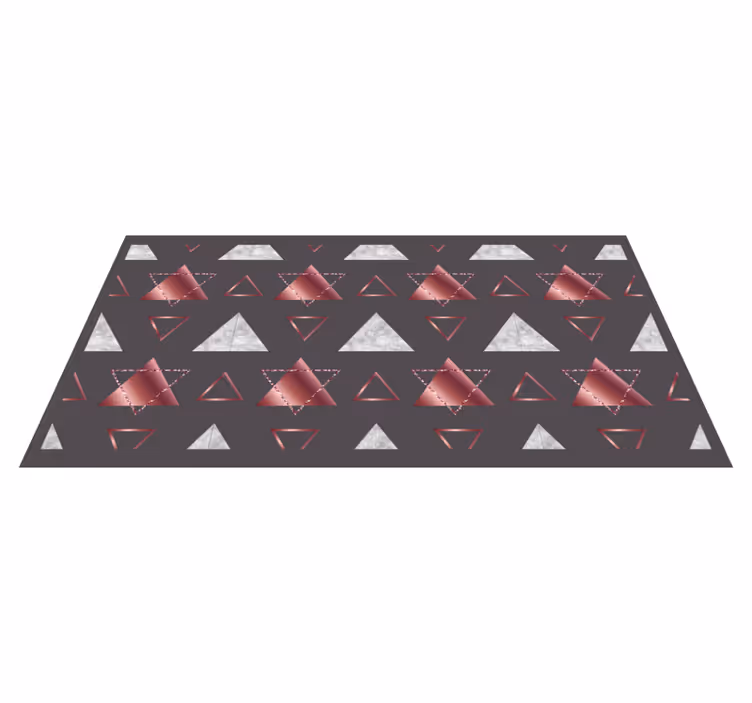 Tapis vinyle géométrique triangles roses et gris - TenStickers