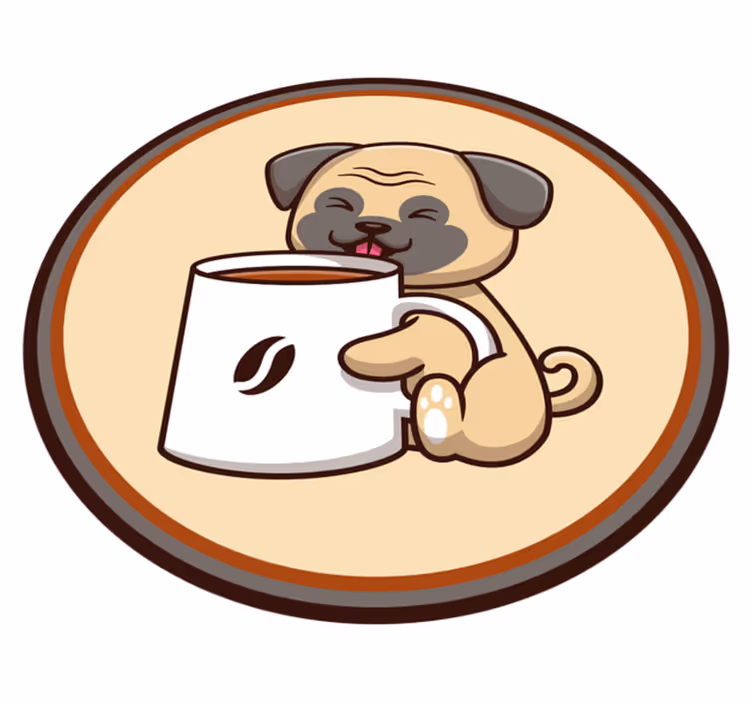 Tapis vinyle animal tasse carlin mignonne - TenStickers