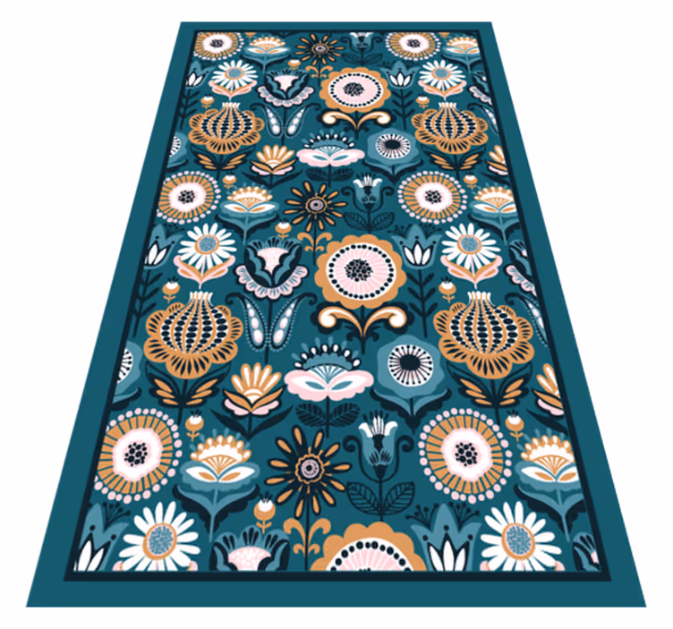 Tapis vinyle chambre motifs floraux et feuilles - TenStickers