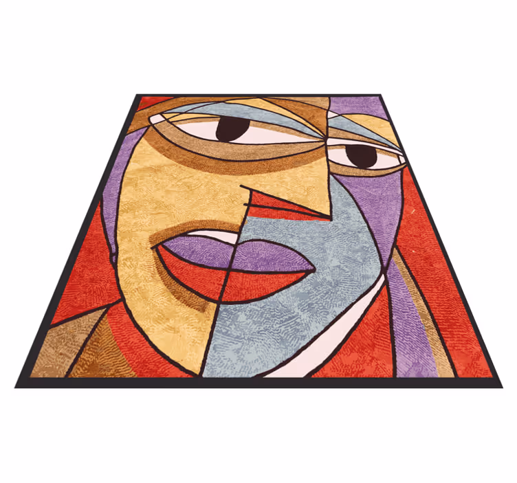 Tapis vinyle moderne portrait abstrait coloré - TenStickers
