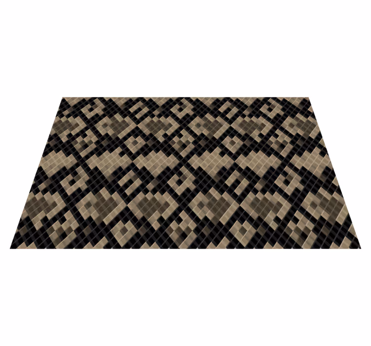 Tapis mosaique vinyle motif géométrique noir - TenStickers