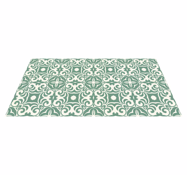 Tapis vinyle salon carreaux couleur émeraude - TenStickers