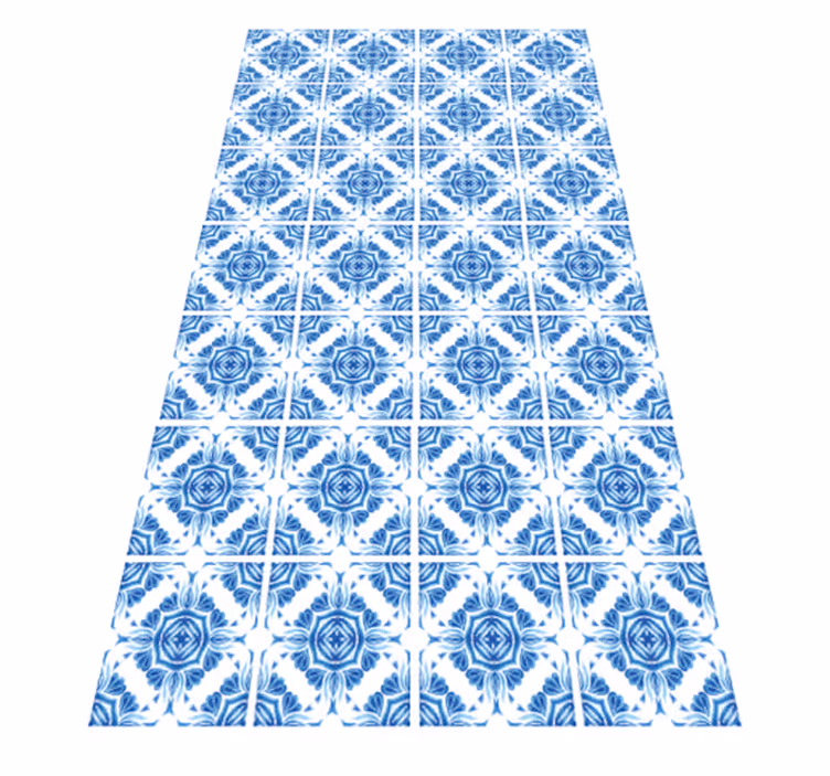 Tapis vinyle pierre motif bleu classique - TenStickers