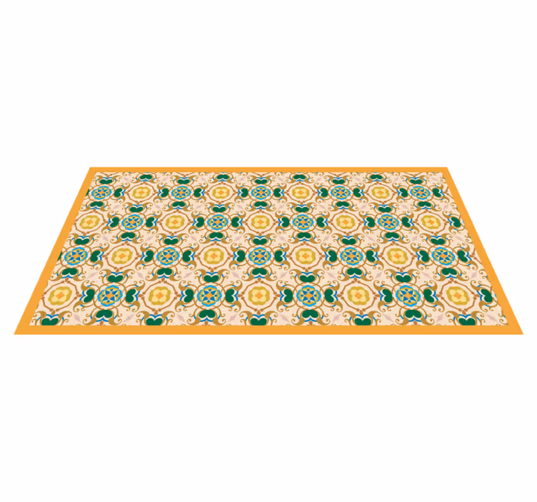 Tapis vinyle salle de bain ornements floraux beiges - TenStickers