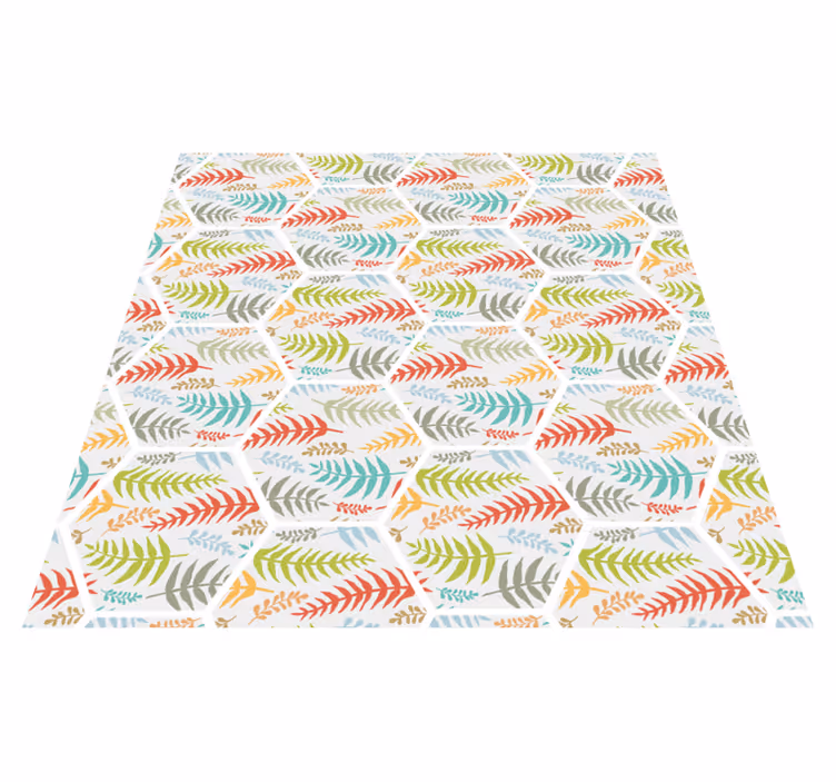 Tapis vinyle cuisine carreaux motifs de plantes - TenStickers