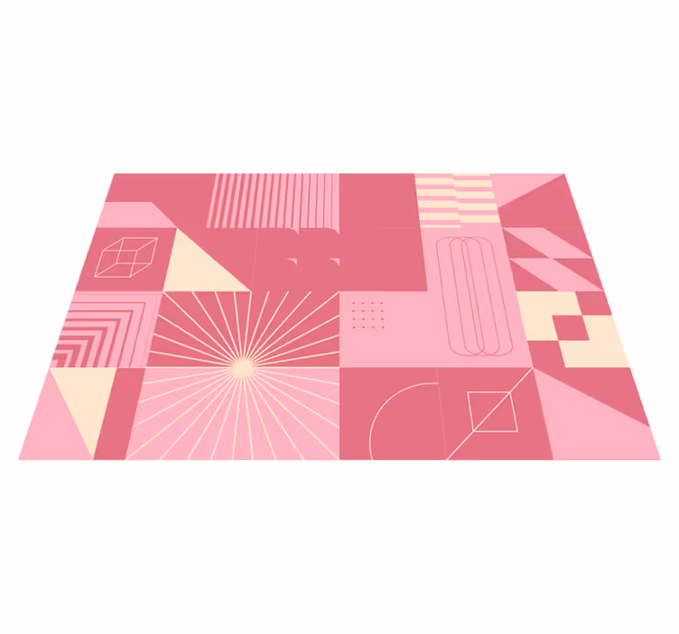 Tapis vinyle moderne motifs géométriques roses - TenStickers