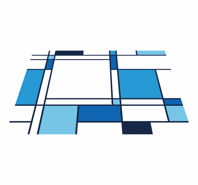 Tapis vinyle moderne motif géométrique bleu - TenStickers