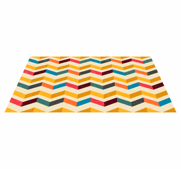 Tapis vinyle géométrique éclat de couleurs à chevrons - TenStickers