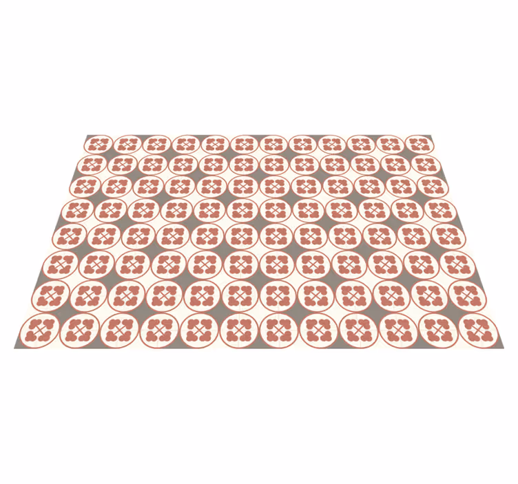 Tapis vinyle salle de bain carrelage orange pastel et beige - TenStickers