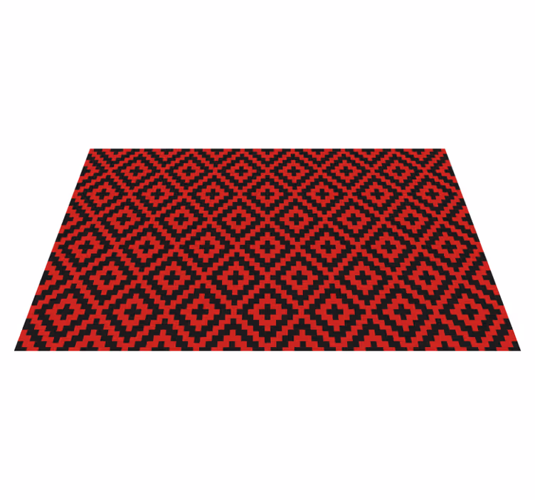 Tapis vinyle salle a manger géométrie à motifs rouges - TenStickers