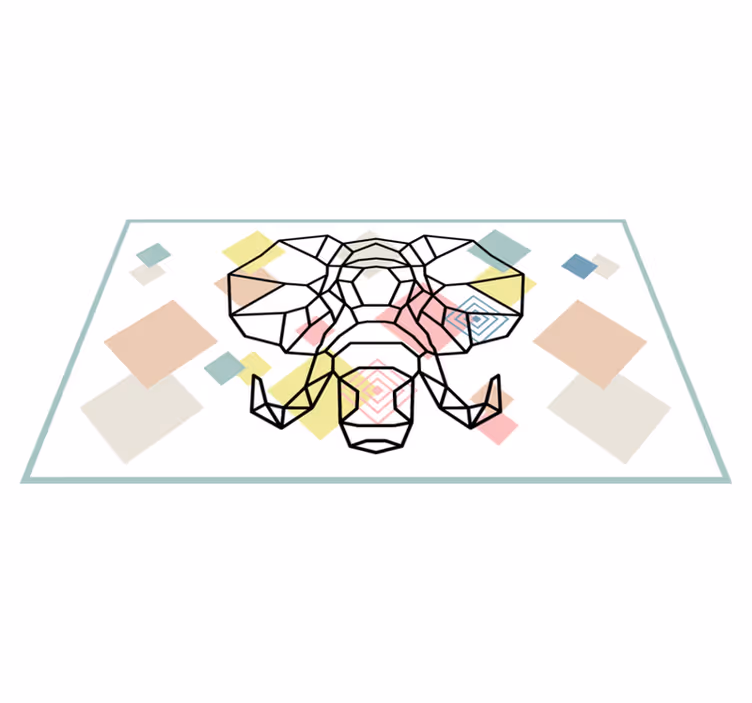 Tapis vinyle moderne tête d'éléphant en origiami - TenStickers
