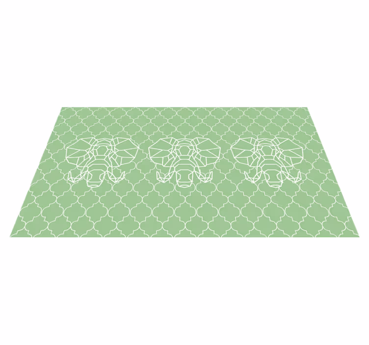 Tapis vinyle animal éléphants géométriques verts - TenStickers