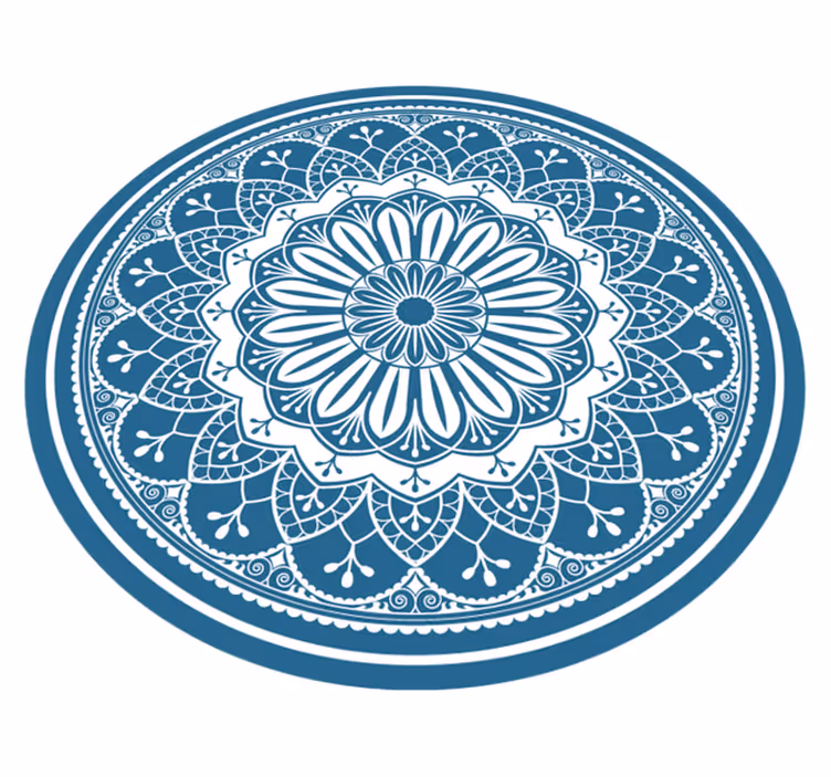 Tapis vinyle mandala bleu élégant - TenStickers