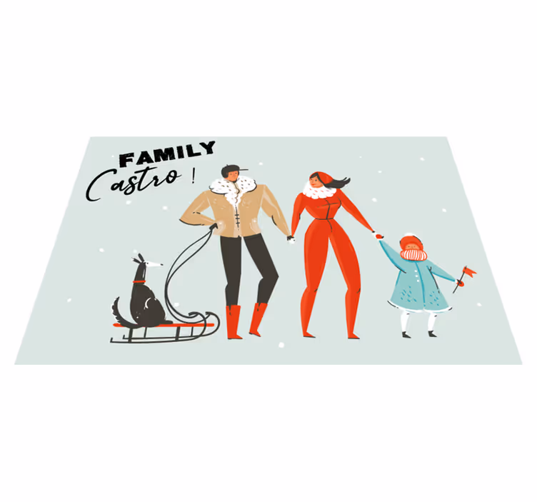 Tapis vinyle personnalisé famille d'hiver personnalisée - TenStickers