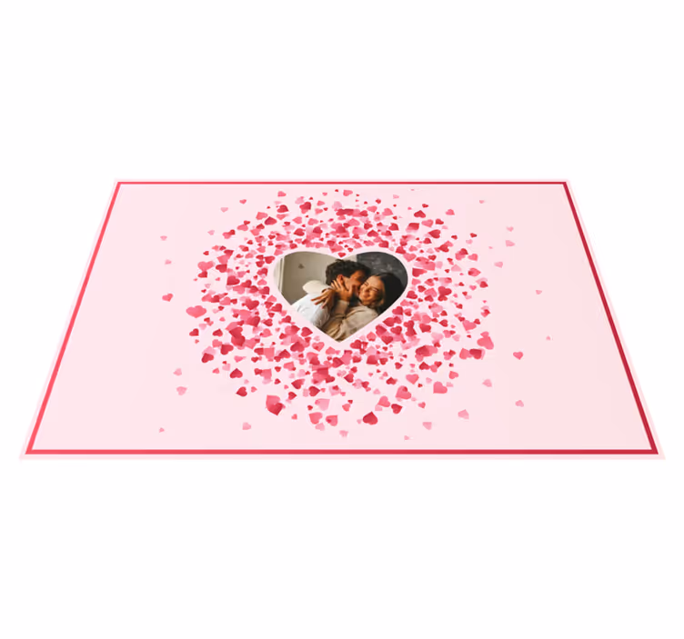 Tapis vinyle chambre forme de coeur avec photo - TenStickers