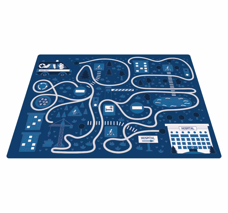 Tapis vinyle route carte bleue de la ville - TenStickers
