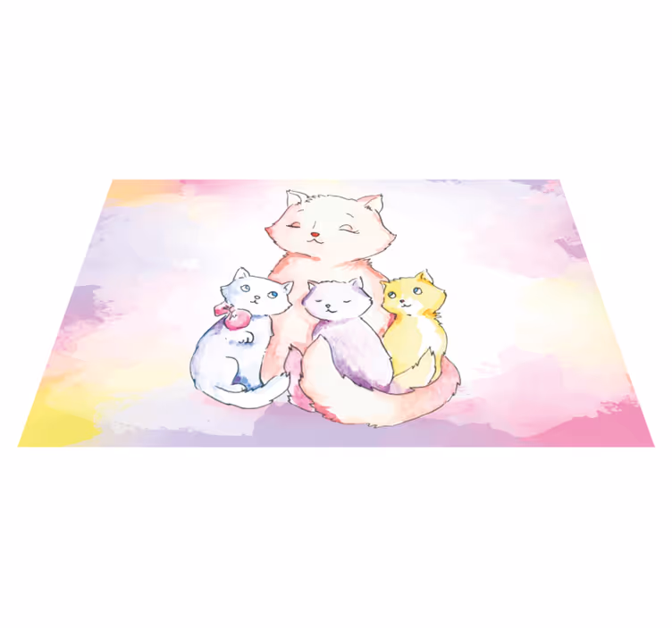 Tapis vinyle chambre bébé famille de chats mignons - TenStickers