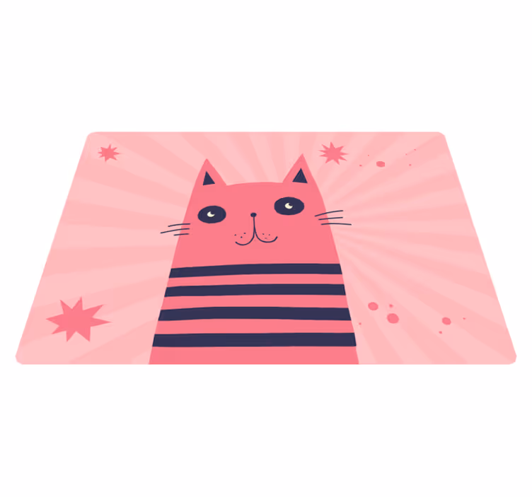 Tapis vinyle pour enfants illustration de chat rose - TenStickers