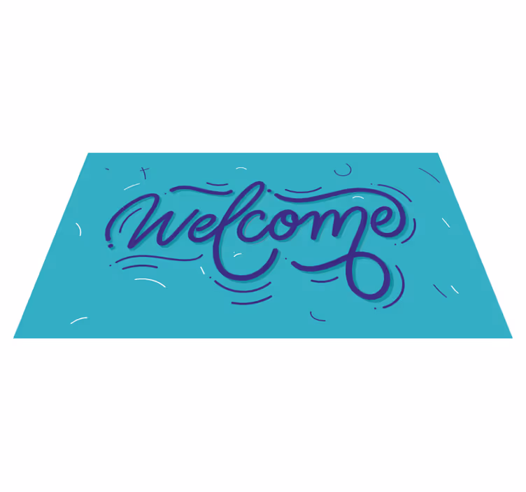 Tapis vinyle entrée bienvenue design bleu - TenStickers