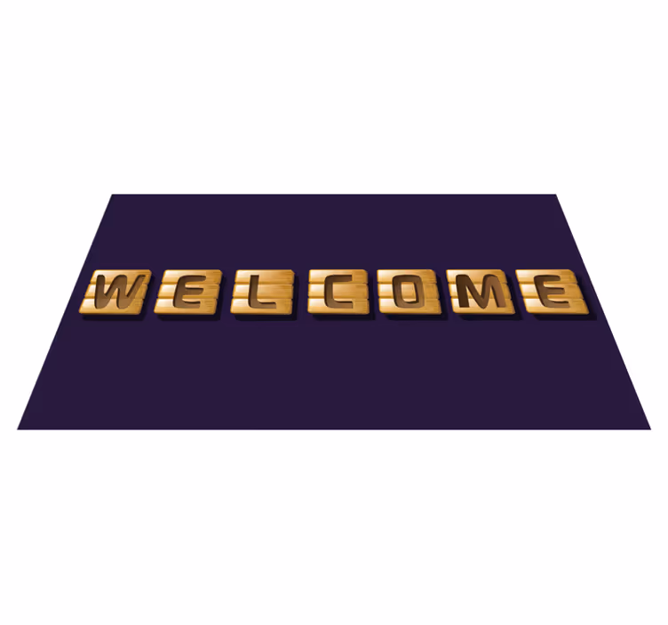 Tapis vinyle entrée tuiles de bienvenue en bois - TenStickers
